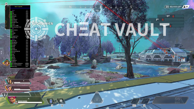 Apex Legends cheats ESP and aimbot targeting enemies