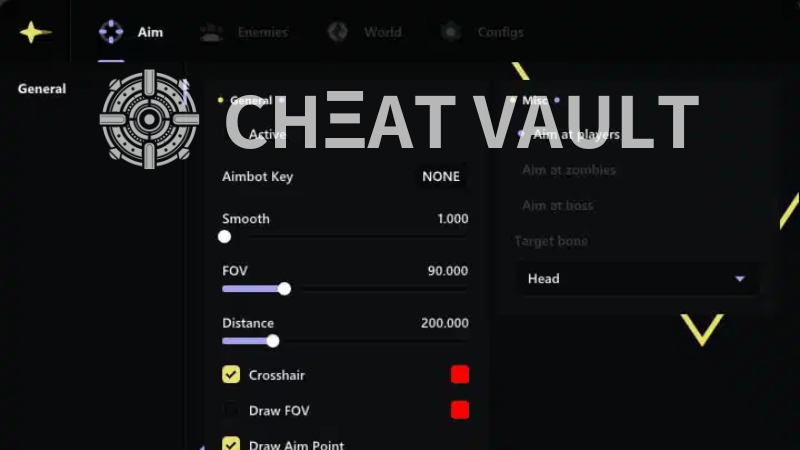 Hunt Showdown cheaters menu showing ESP and aimbot options