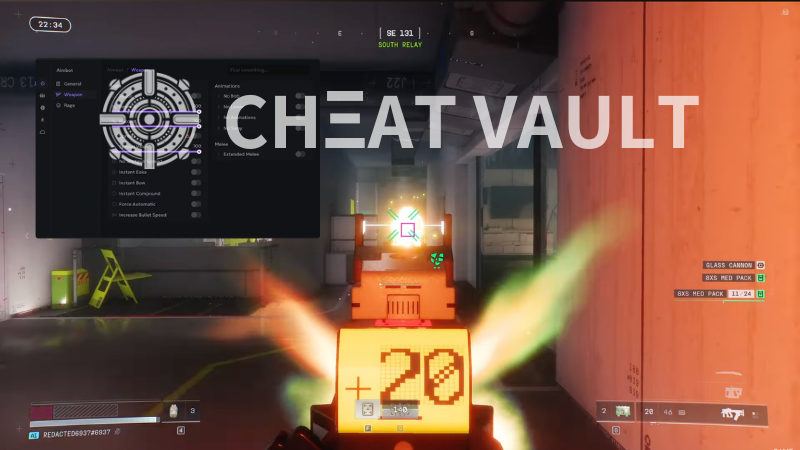 Marathon game cheats overlay with ESP tracking Runner shells and loot containers on Tau Ceti IV