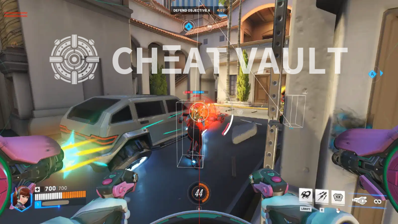 Overwatch 2 cheat white ESP tracking enemies in gameplay