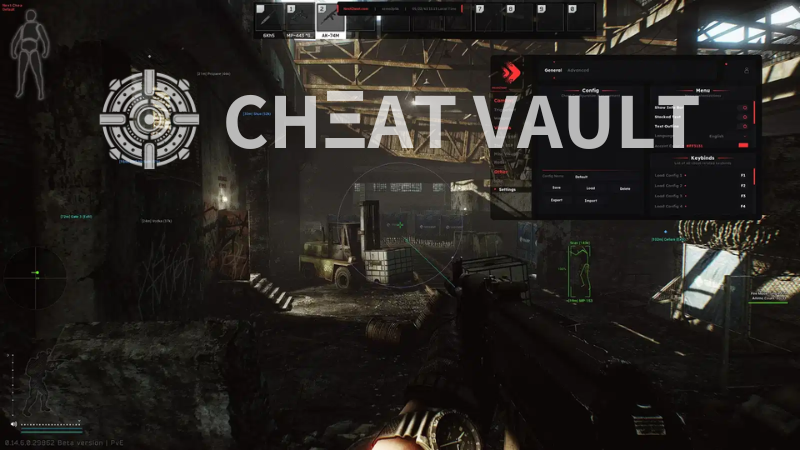 Tarkov PVE cheats gameplay with cheat menu visible on screen